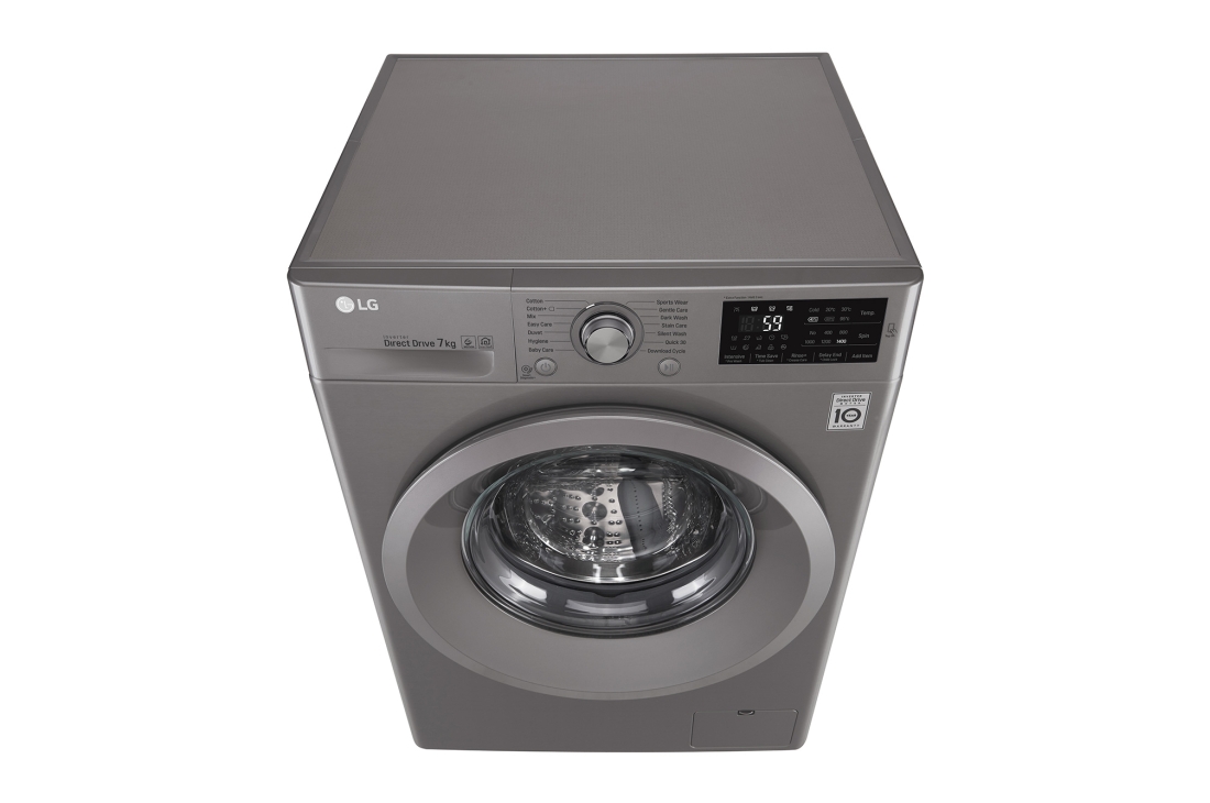 LG Lave-linge à chargement frontal (lavage uniquement), Capacité de charge : 7 kg, Argent, Moteur Inverter Direct Drive, 6 Mouvements associés DD, Diagnostic intelligent, F4J5QNP7S, thumbnail 7