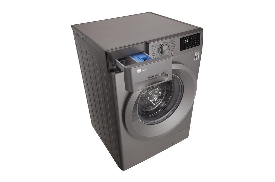 LG Lave-linge à chargement frontal (lavage uniquement), Capacité de charge : 7 kg, Argent, Moteur Inverter Direct Drive, 6 Mouvements associés DD, Diagnostic intelligent, F4J5QNP7S, thumbnail 9