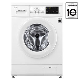 Lave-linge à chargement frontal (lavage uniquement) d’une capacité de 7 kg, Blanc, Moteur Inverter Direct Drive, 6 Mouvements associés DD, Diagnostic intelligent