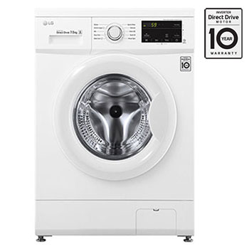 Lave-linge à chargement frontal (lavage uniquement) d’une capacité de 7 kg, Blanc, Moteur Inverter Direct Drive, 6 Mouvements associés DD, Diagnostic intelligent