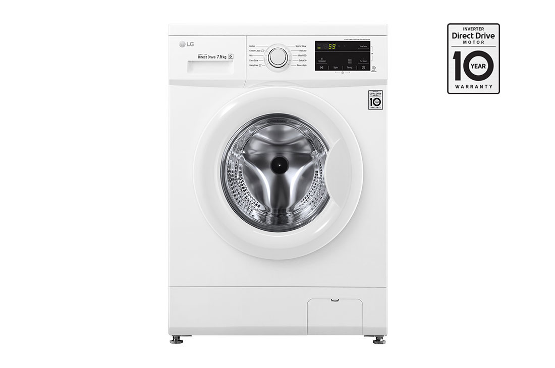 LG Lave-linge à chargement frontal (lavage uniquement) d’une capacité de 7 kg, Blanc, Moteur Inverter Direct Drive, 6 Mouvements associés DD, Diagnostic intelligent, FH2J3QDNP0