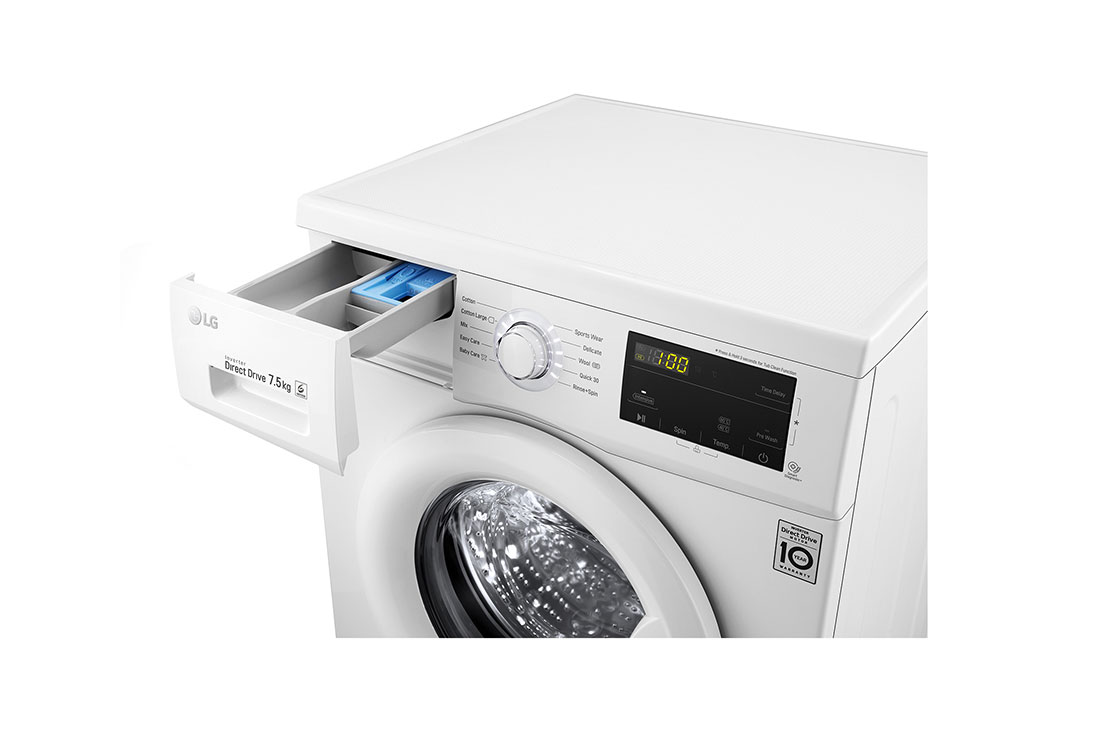 LG Lave-linge à chargement frontal (lavage uniquement) d'une capacité de 7  kg, Blanc, Moteur Inverter Direct Drive, 6 Mouvements associés DD,  Diagnostic intelligent