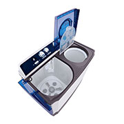 LG Lave-linge combiné de 10 Kg avec distributeur rotatif, 3 programmes de lavage, filtre à peluche, P1461RWPL -Vue à 30 degrés, ouvert, P1461RWPL, thumbnail 4