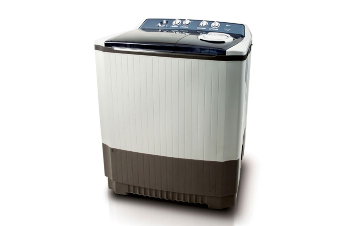 LG Lave-linge combiné de 12 kg, bleu blanc avec pulsateur à distributeur rotatif, Wind Jet Dry, fonction de pré-trempage, P1860RWPC