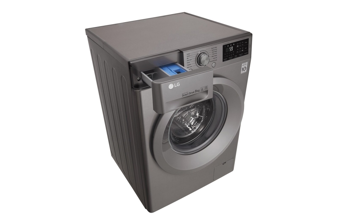 LG Lave-linge à chargement frontal (lavage uniquement), Capacité de charge : 8 kg, Argent, Moteur Inverter Direct Drive, 6 Mouvements associés DD, Diagnostic intelligent, F2J5TNP7S, thumbnail 9