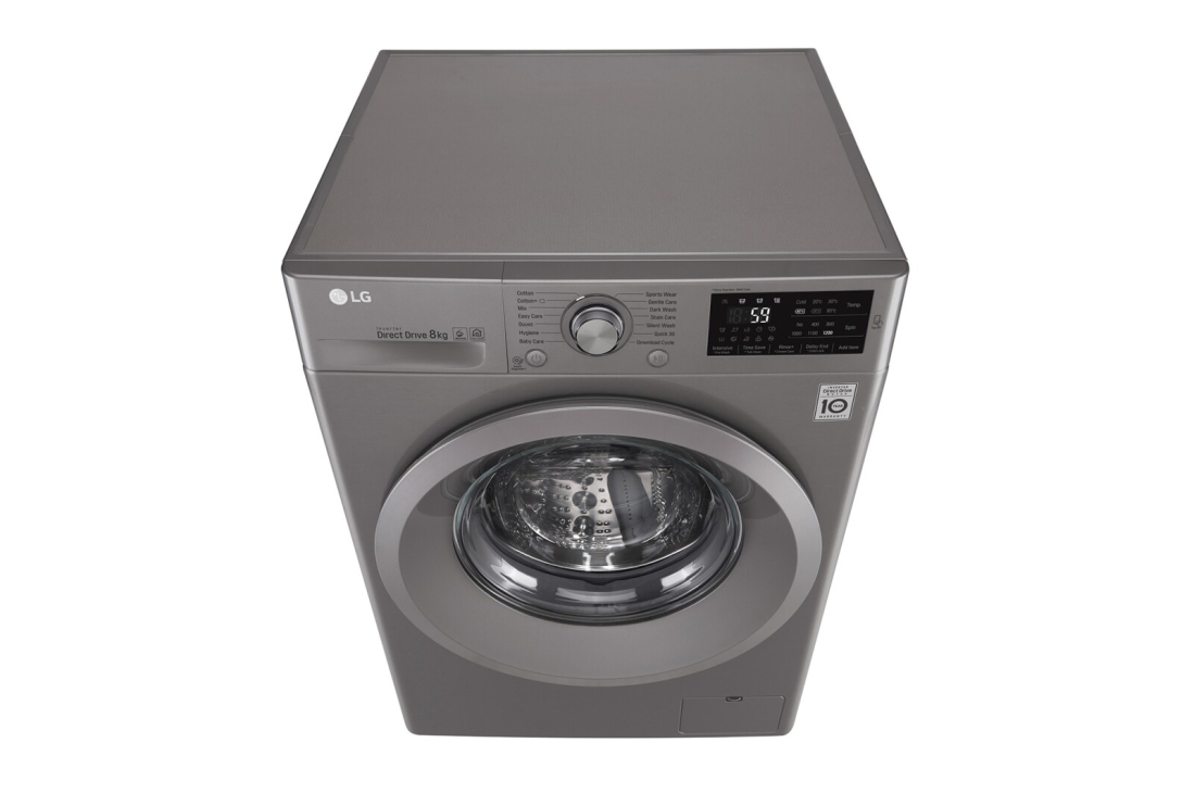 LG Lave-linge à chargement frontal (lavage uniquement), Capacité de charge : 8 kg, Argent, Moteur Inverter Direct Drive, 6 Mouvements associés DD, Diagnostic intelligent, F2J5TNP7S, thumbnail 10