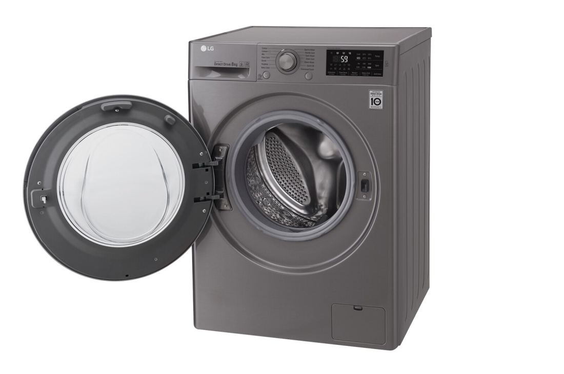 LG Lave-linge à chargement frontal (lavage uniquement), Capacité de charge : 8 kg, Argent, Moteur Inverter Direct Drive, 6 Mouvements associés DD, Diagnostic intelligent, F2J5TNP7S, thumbnail 13