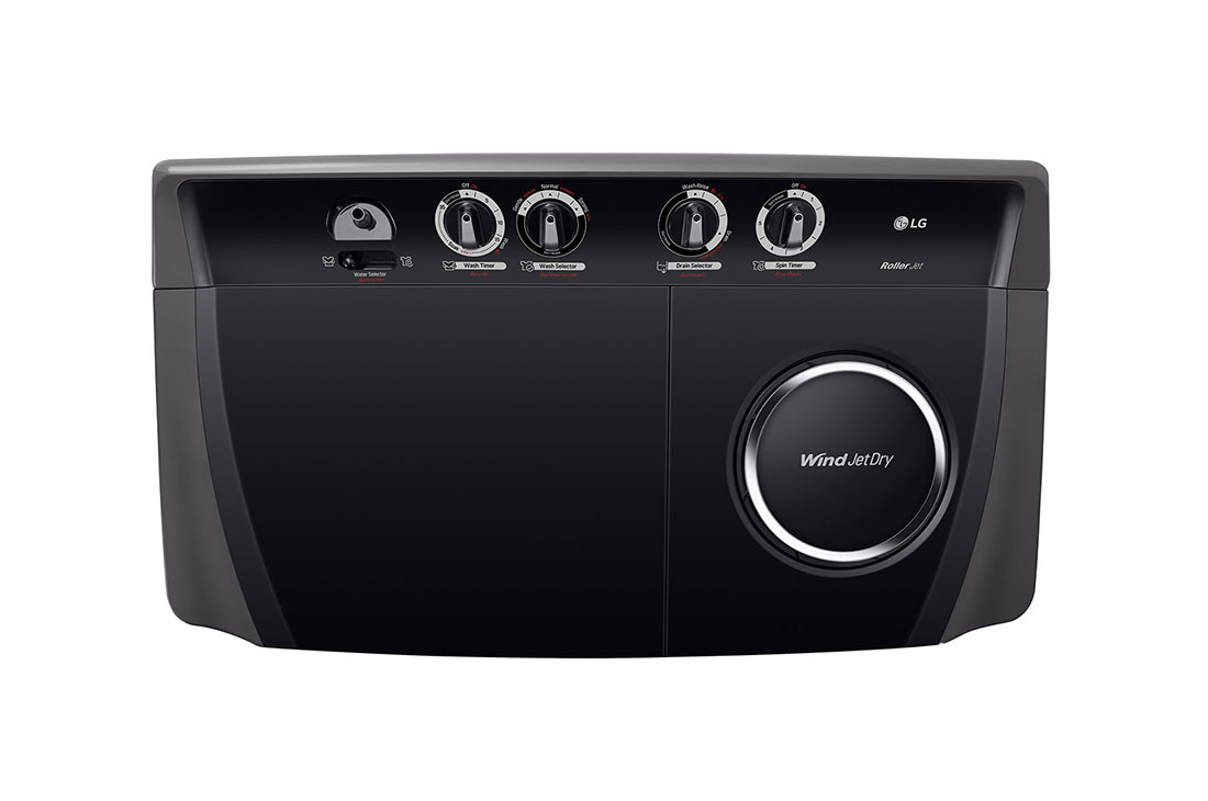 LG Machine à laver LG à double cuve, 14 kg, Wind Jet Dry, jet de rouleaux, 3 programmes de lavage, noir, top prospect view , P1861RWNT, thumbnail 7