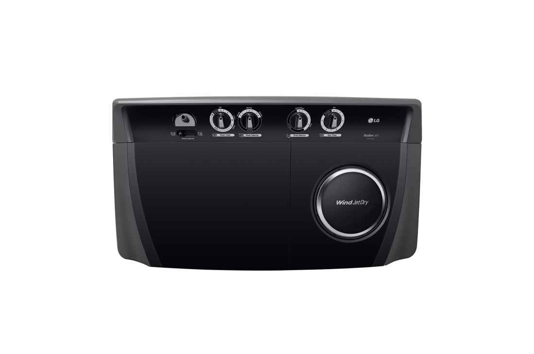 LG Machine à laver à chargement par le haut semi-automatique LG de 18 kg, Pulsateur à jet de rouleaux + Trempage, noir moyen, display, P1861RWN9T, thumbnail 3