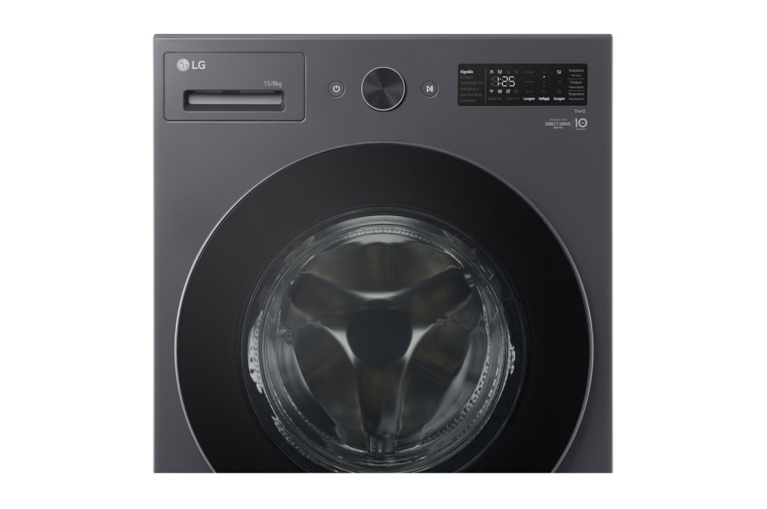 LG Lave-linge et sèche-linge combinés 15/8&nbsp;kg, Moteur Direct Drive, Smart Diagnosis, couleur Essence Graphite, Lave-linge et sèche-linge LG combinés 15/8&nbsp;kg, Moteur Direct Drive, Smart Diagnosis, couleur Essence Graphite, Vue avant, F0Z6DRP249, F0Z6DRP249, thumbnail 6