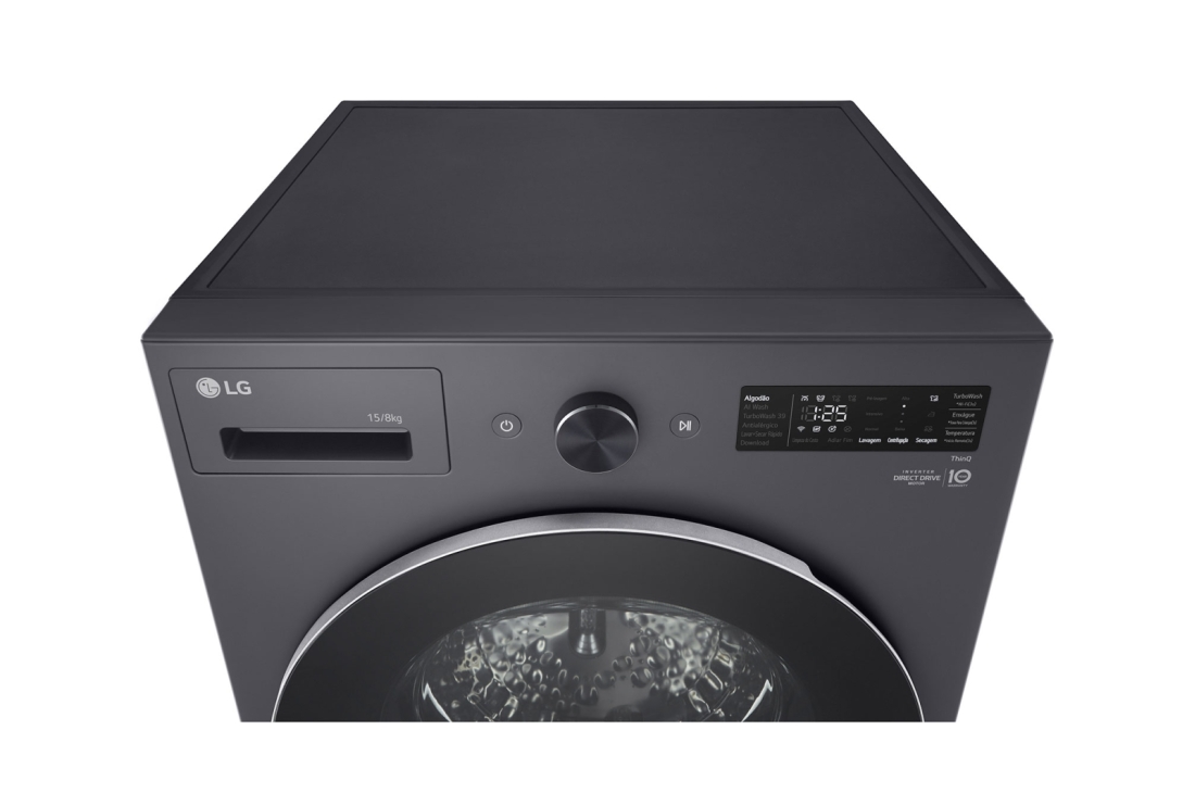 LG Lave-linge et sèche-linge combinés 15/8&nbsp;kg, Moteur Direct Drive, Smart Diagnosis, couleur Essence Graphite, Lave-linge et sèche-linge LG combinés 15/8&nbsp;kg, Moteur Direct Drive, Smart Diagnosis, couleur Essence Graphite, Vue avant, F0Z6DRP249, F0Z6DRP249, thumbnail 8