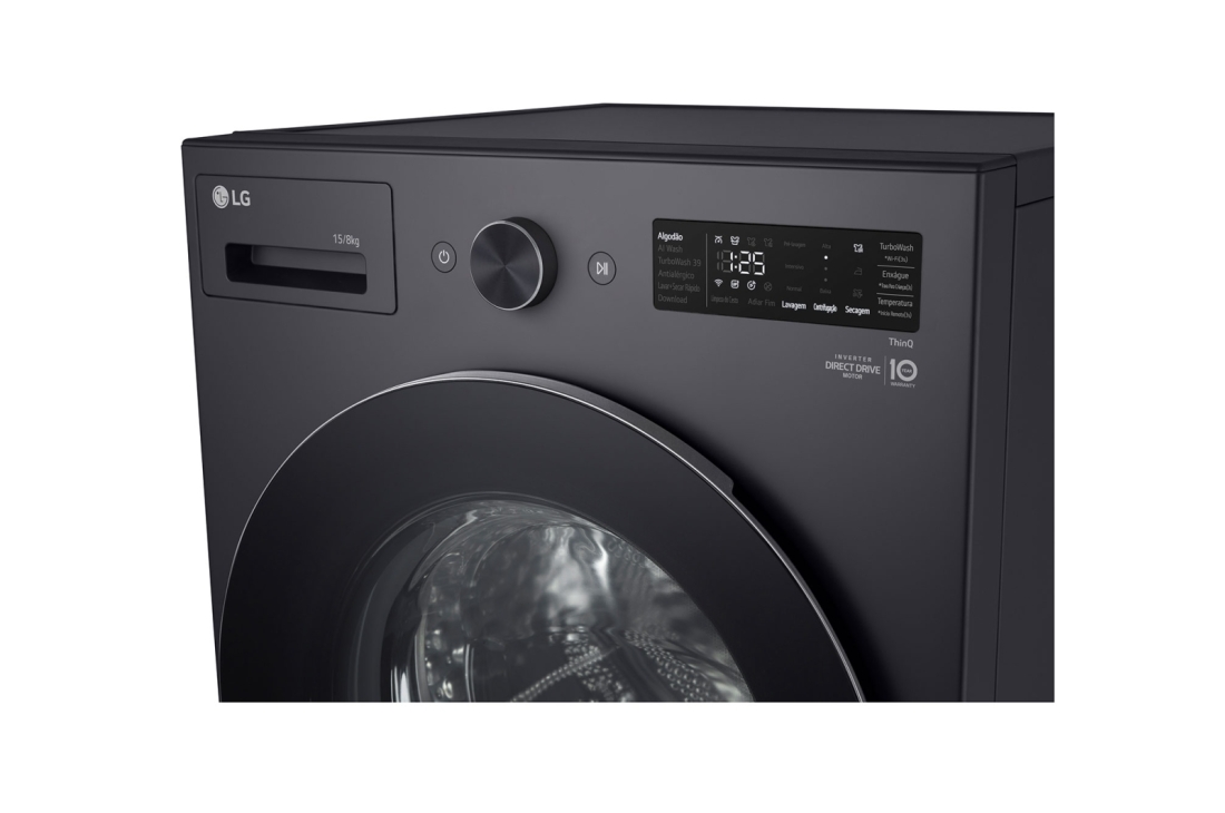 LG Lave-linge et sèche-linge combinés 15/8&nbsp;kg, Moteur Direct Drive, Smart Diagnosis, couleur Essence Graphite, Lave-linge et sèche-linge LG combinés 15/8&nbsp;kg, Moteur Direct Drive, Smart Diagnosis, couleur Essence Graphite, Vue avant, F0Z6DRP249, F0Z6DRP249, thumbnail 9