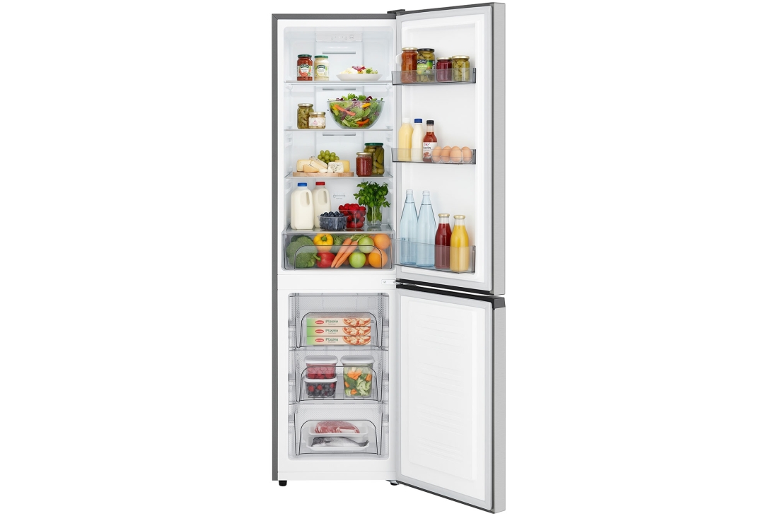 LG Réfrigérateur congélateur inférieur 221L Prime Argent, Réfrigérateur congélateur inférieur LG m226mpybam en Prime Silver avec des aliments organisés dans des étagères et des tiroirs., GCFB276PQCF, thumbnail 2
