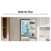 LG Réfrigérateur congélateur inférieur 221L Prime Argent, Réfrigérateur congélateur inférieur LG m226mpybam avec Multi air flow pour un refroidissement uniforme dans tous les coins., GCFB276PQCF, thumbnail 6