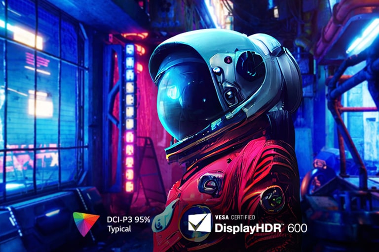 Es una imagen muy vívida y colorida con un astronauta.