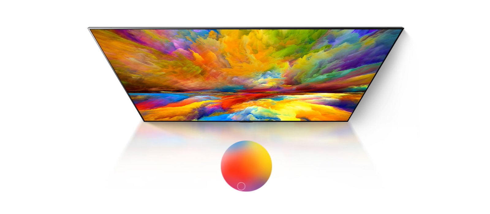 Una pantalla de televisión que muestra la vía láctea, el cielo azul y una explosión de polvo de colores con gran calidad (reproducir el video)