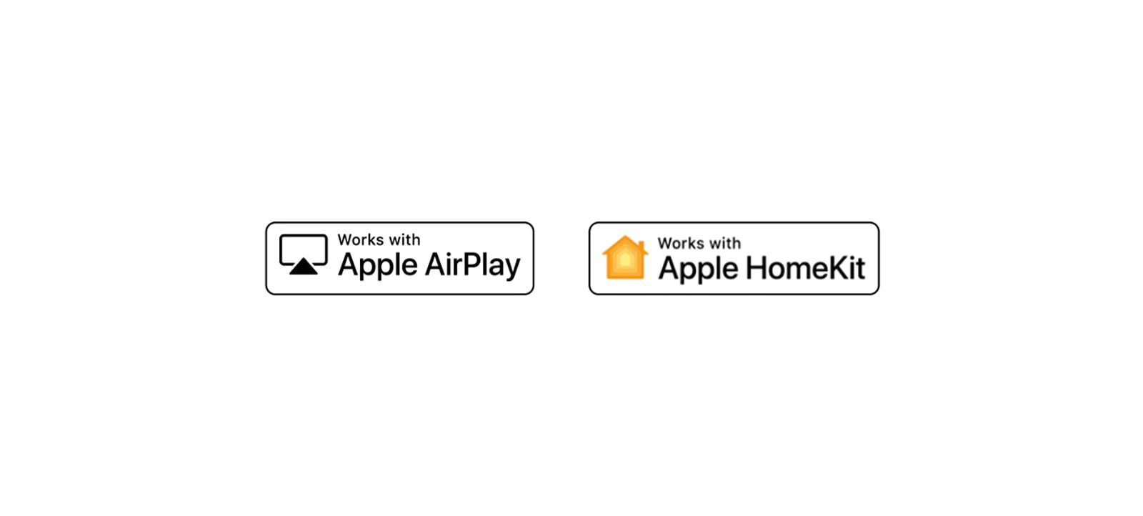Detalles que muestran logotipos de Apple Airplay y Apple HomeKit en los que ThinQ AI es compatible.