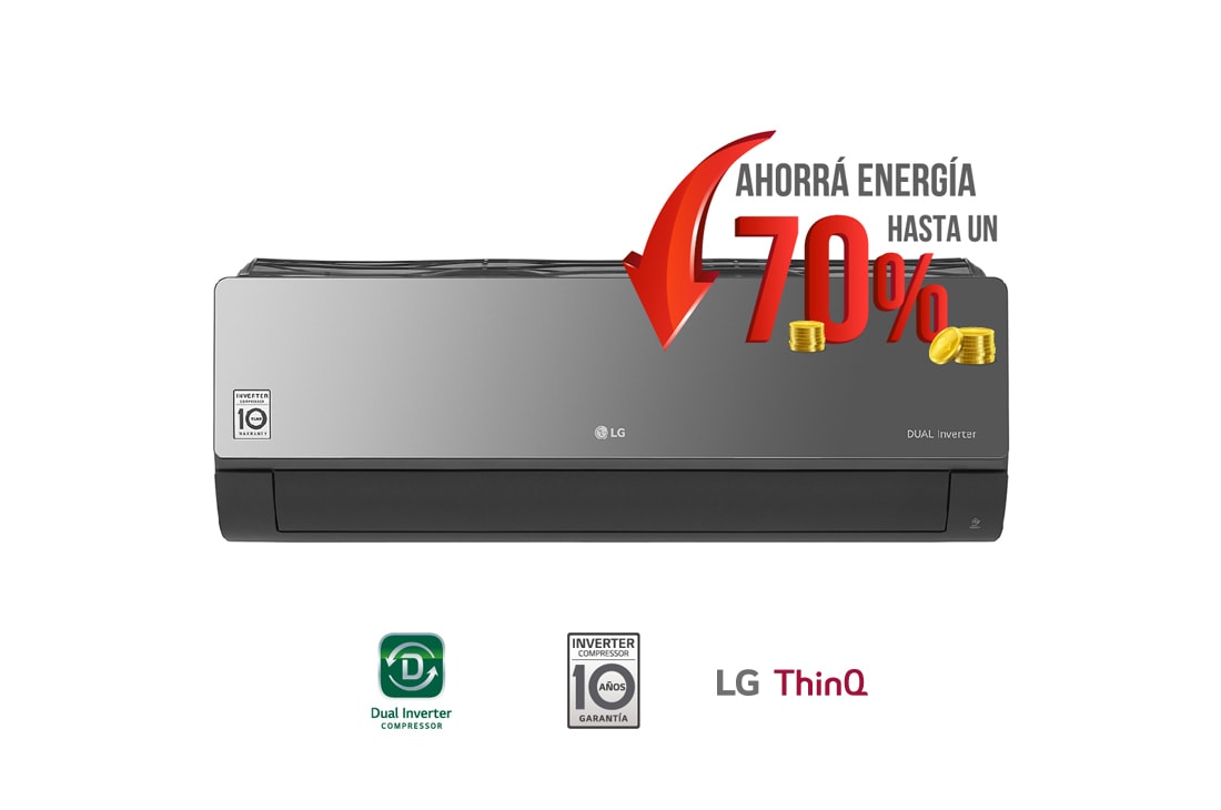 LG ARTCOOL, Aire Acondicionado Inverter ThinQ, Frío/Calor, 10 años de garantía en el compresor., US-W126BRG4