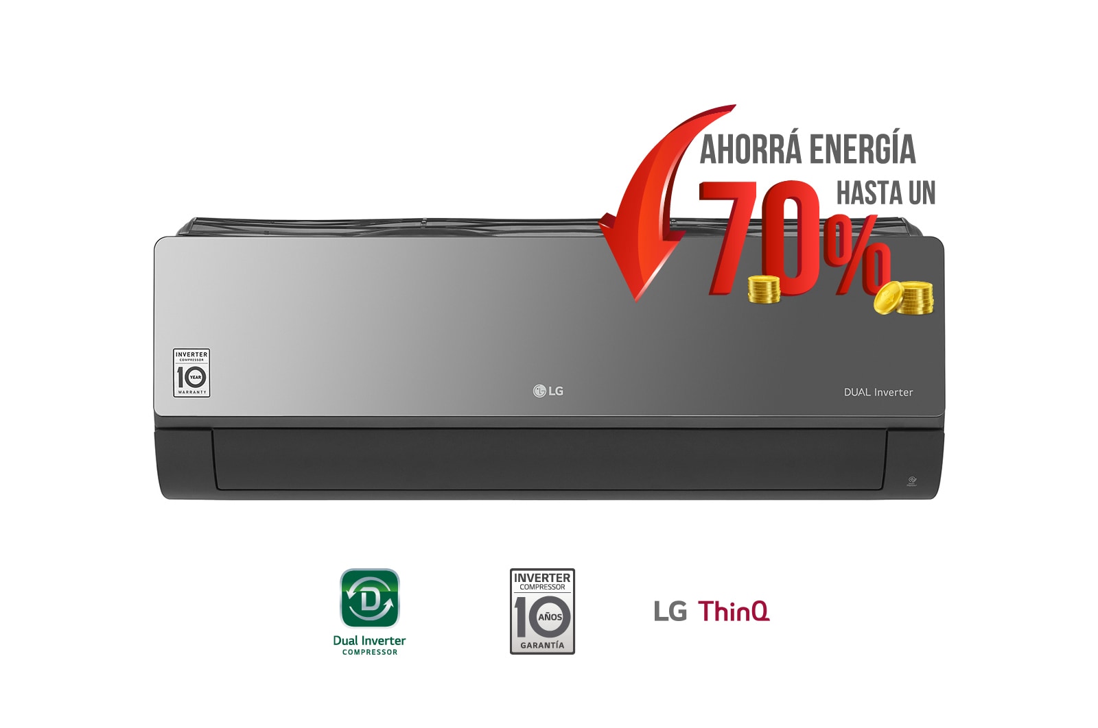 Aire acondicionado LG Dual Cool split inverter frío/calor 6000 frigorías  blanco 220V S4-W24K231E