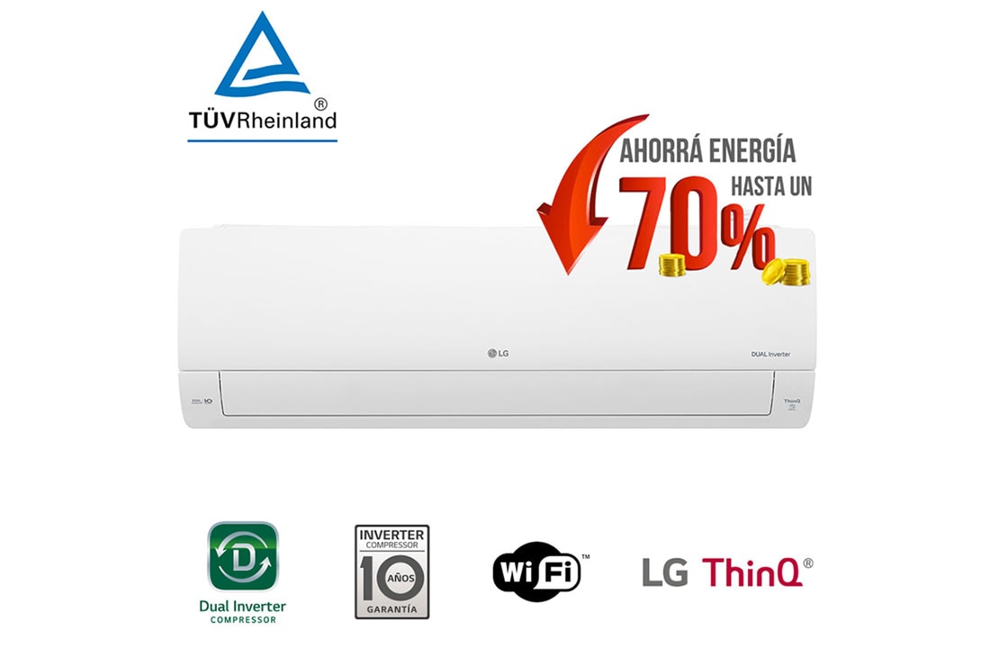 LG Aire Acondicionado Inverter DUALCOOL WiFi Frío/Calor 6448 W, S4-W24K231E