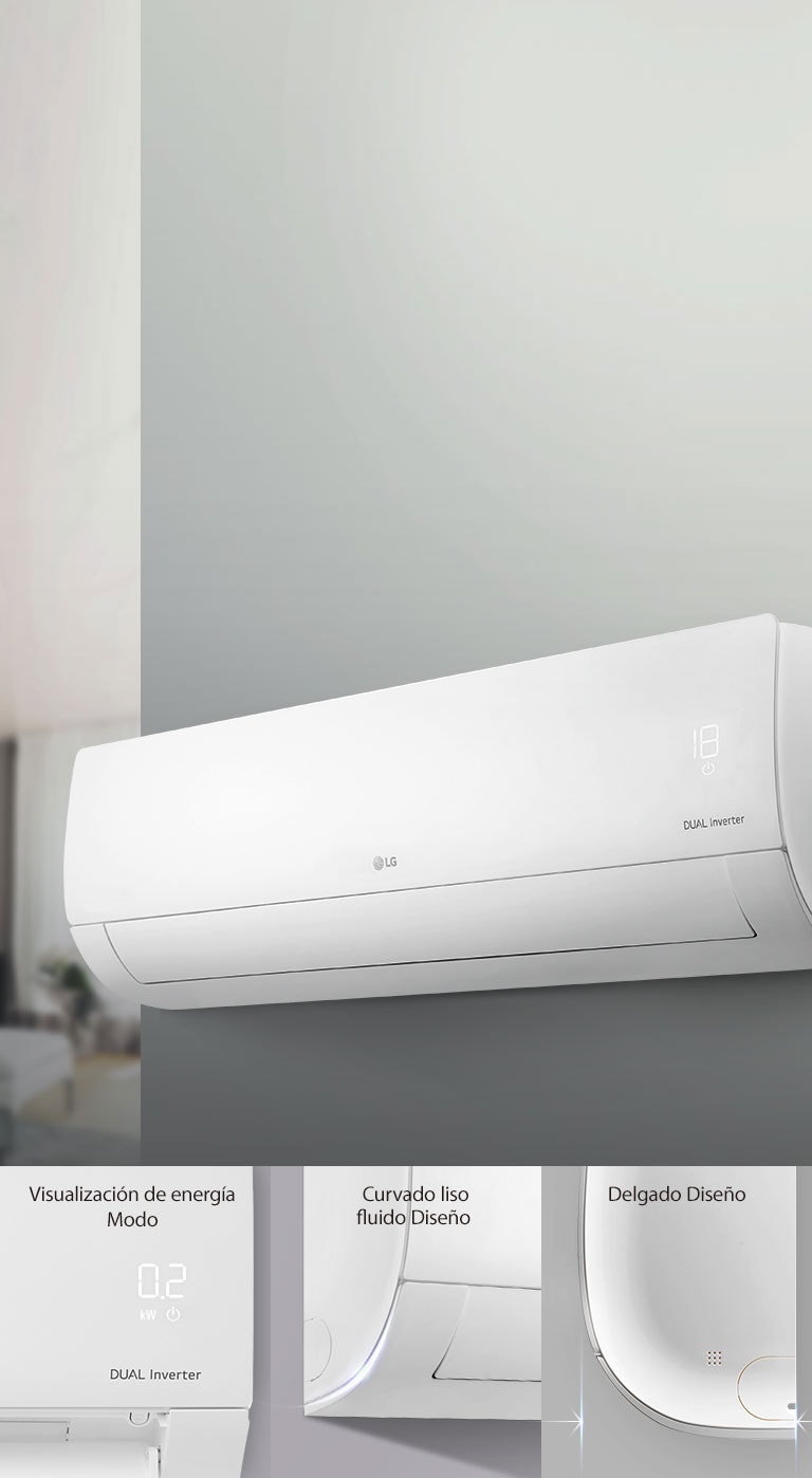 El diseño delgado y moderno del aire acondicionado LG hace fácil su instalación y limpieza con el filtro deslizante EZ.
