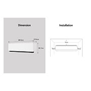 LG Aire Acondicionado DUAL Inverter AI Air Frío/Calor 7033W │ ThinQ™, dimension image, S3-W24121DA, thumbnail 7