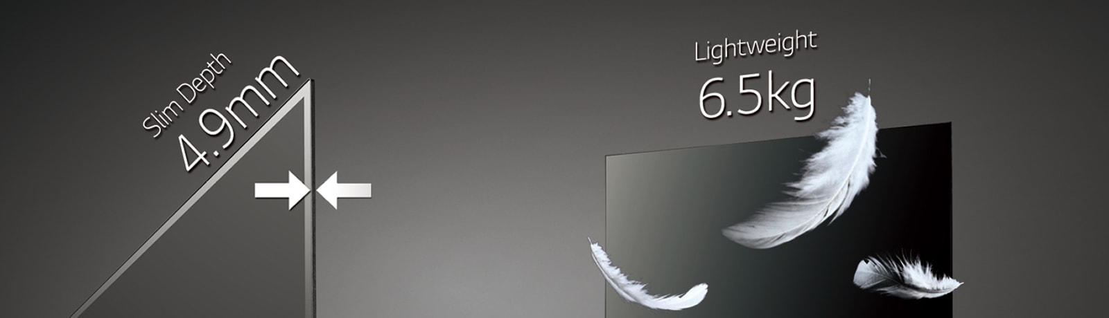 La pantalla OLED de LG es muy delgada y liviana, y tiene una profundidad de 4.9 mm y pesa 6.5 kg.