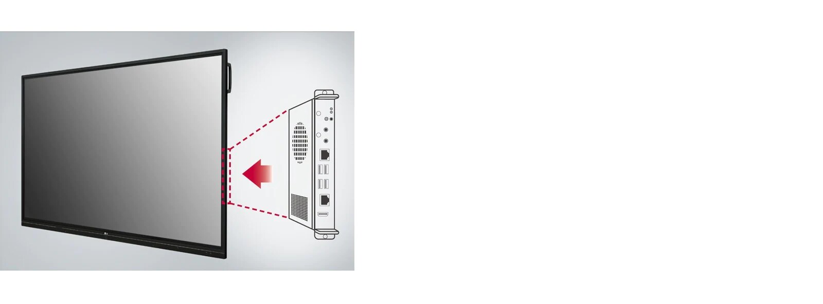 Ranura OPS para una función más amplia al montar el escritorio OPS en la parte posterior de la placa digital.