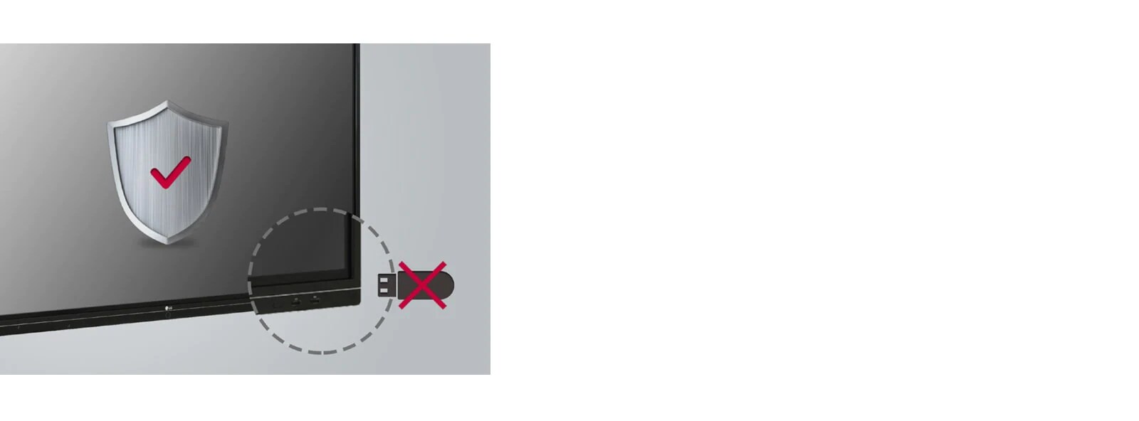 El USB no se puede conectar a una pantalla por seguridad.