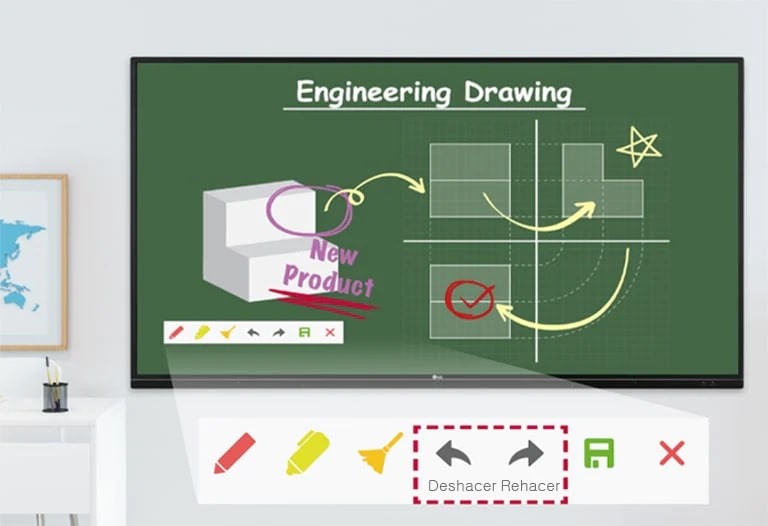 Clase de Dibujo de Ingeniería con la herramienta de anotación de TR3BF/G con el uso de las funciones Deshacer y Rehacer.
