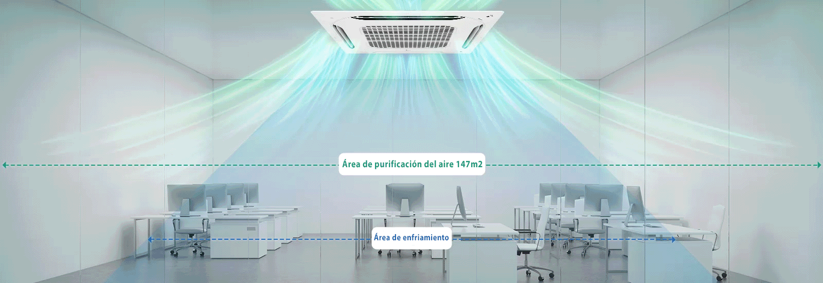 Aire saludable para grandes espacios