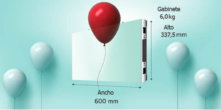 Se muestra que el gabinete es ligero con un globo.