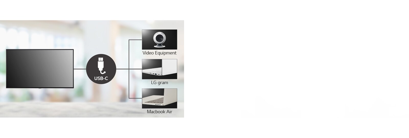 La serie UH7J-H admite el tipo USB-C y se puede conectar fácilmente a equipos de video y computadoras portátiles.