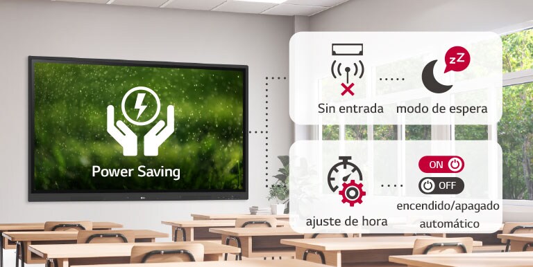 Si no hay entrada durante un cierto período de tiempo, cambia al modo de espera y se puede encender o apagar automáticamente configurando la hora, ahorrando así energía.