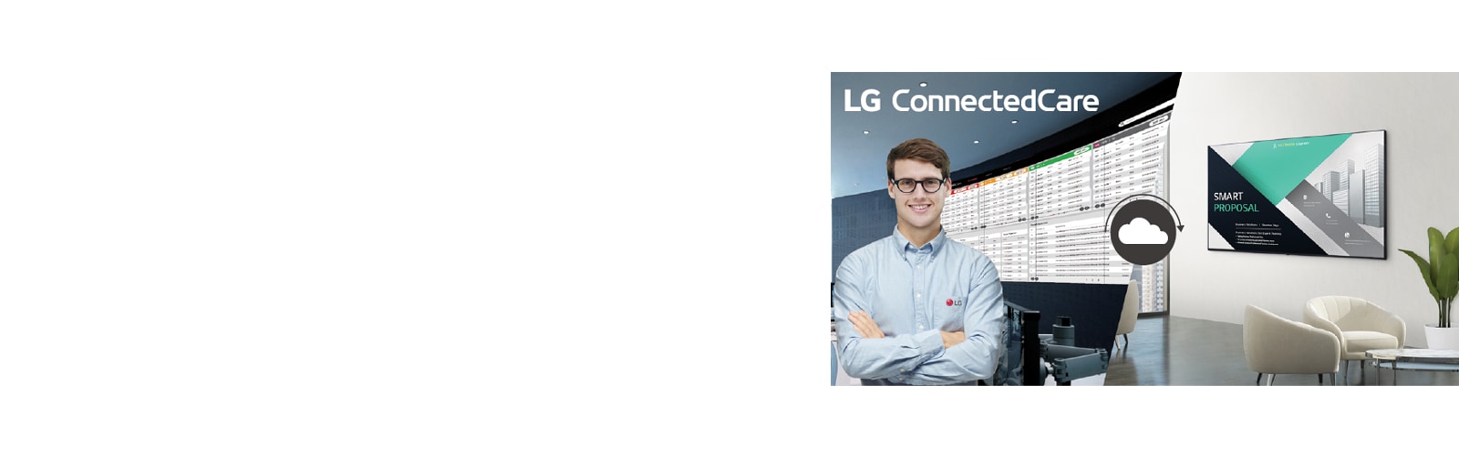 El empleado de LG está monitoreando de forma remota la serie UL3J instalada en un lugar diferente.