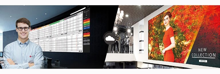 El empleado de LG está monitoreando de forma remota el VH7J-H instalado en un lugar diferente mediante el uso de la solución de monitoreo de LG basada en la nube.