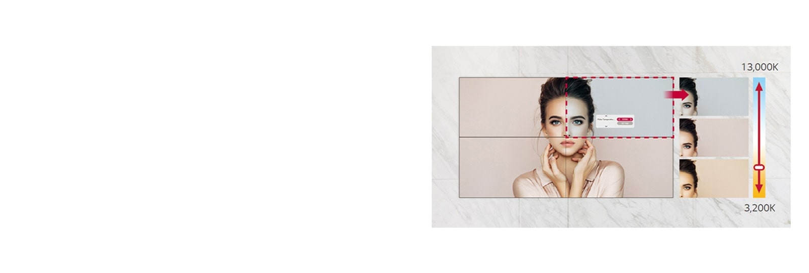 VH7J-H puede ajustar la temperatura de color de 3200 K a 13 000 K en unidades de 100 K.