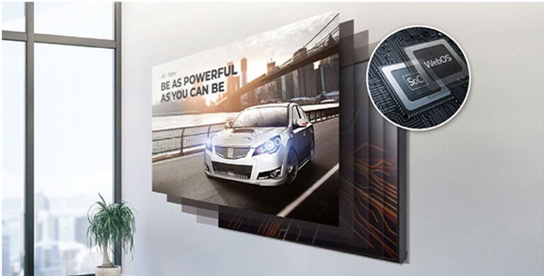 La plataforma de señalización inteligente SoC y webOS incluida demuestra su capacidad para ejecutar varias tareas a la vez.