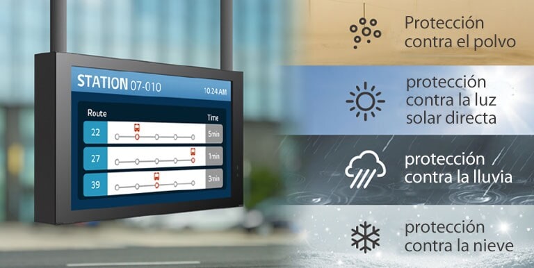 El 22XE1J está protegido contra el polvo, la luz solar directa, la lluvia y la nieve.