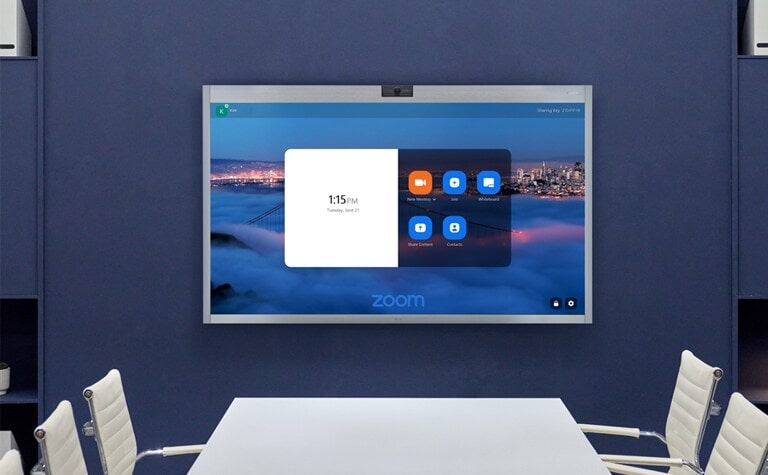 Las funciones específicas para Zoom aparecen en el menú principal de LG One:Quick Works.