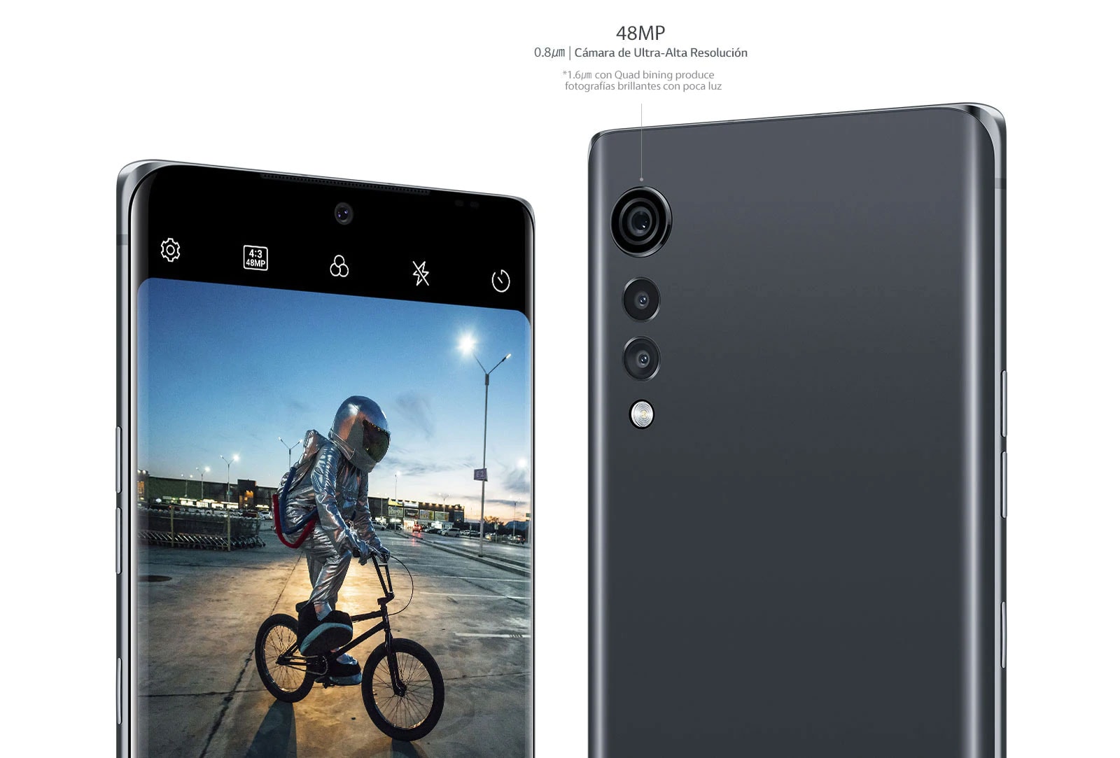 Una persona en bicicleta tomada por 48 MP de alta definición y una cámara triple en la parte trasera de LG VELVET.