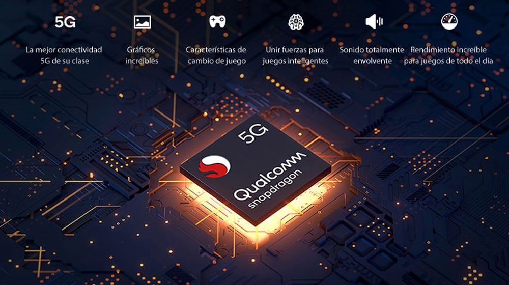 Procesador Snapdragon en placa PCB.