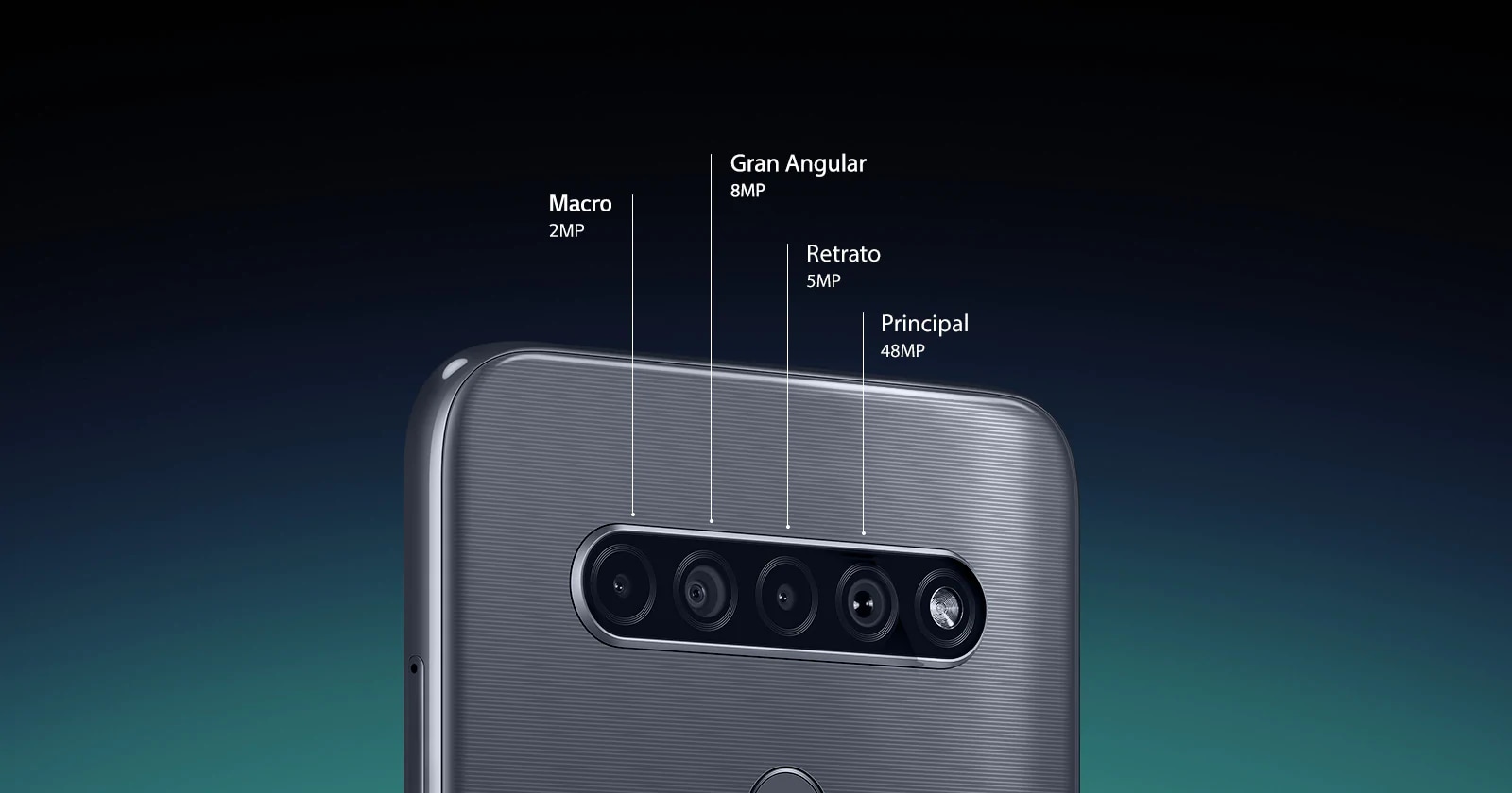Vista posterior de Smartphone que muestra cuatro cámaras