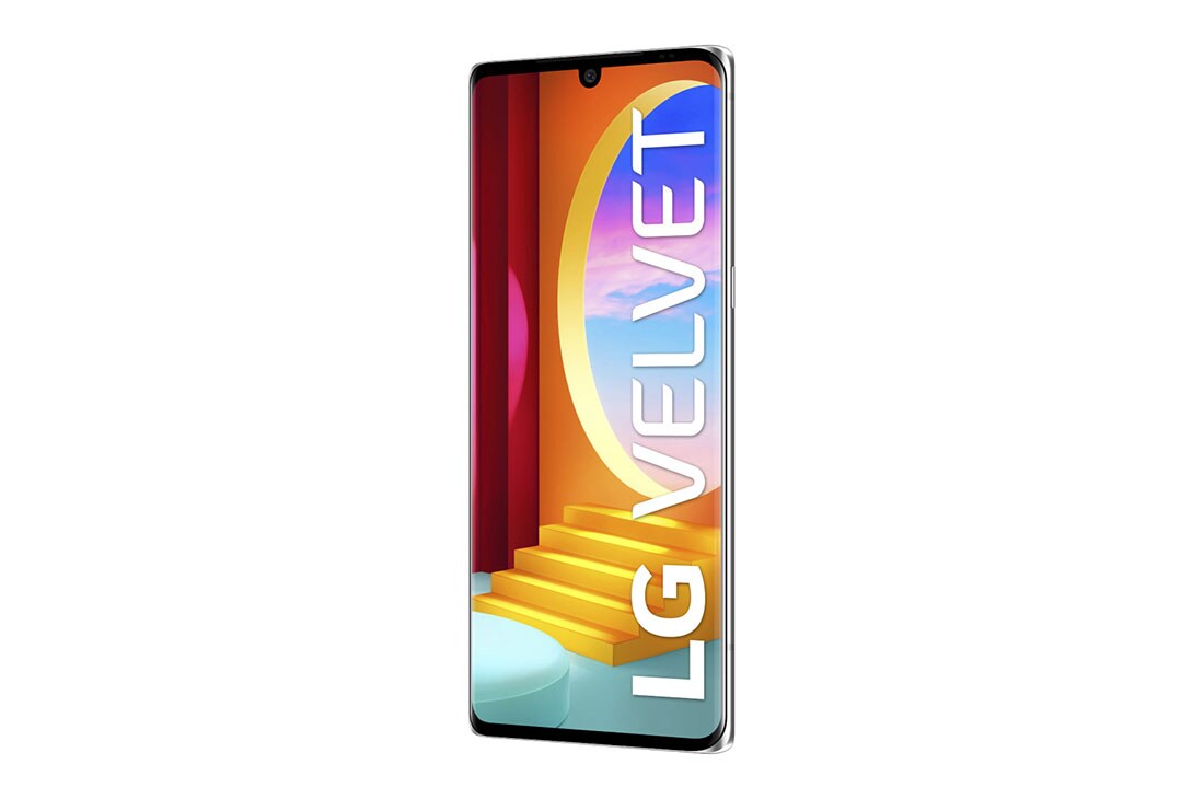 LG Velvet Aurora Silver, +15 grados de vista lateral frontal, LMG910HM, thumbnail 4