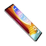 LG Velvet Aurora Silver, vista frontal a +30 grados, LMG910HM, thumbnail 7