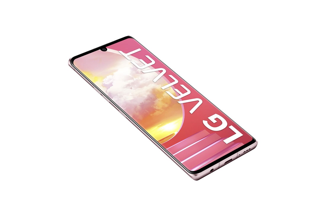 LG Velvet Illusion Sunset, vista frontal a +45 grados, LMG910HM, thumbnail 6