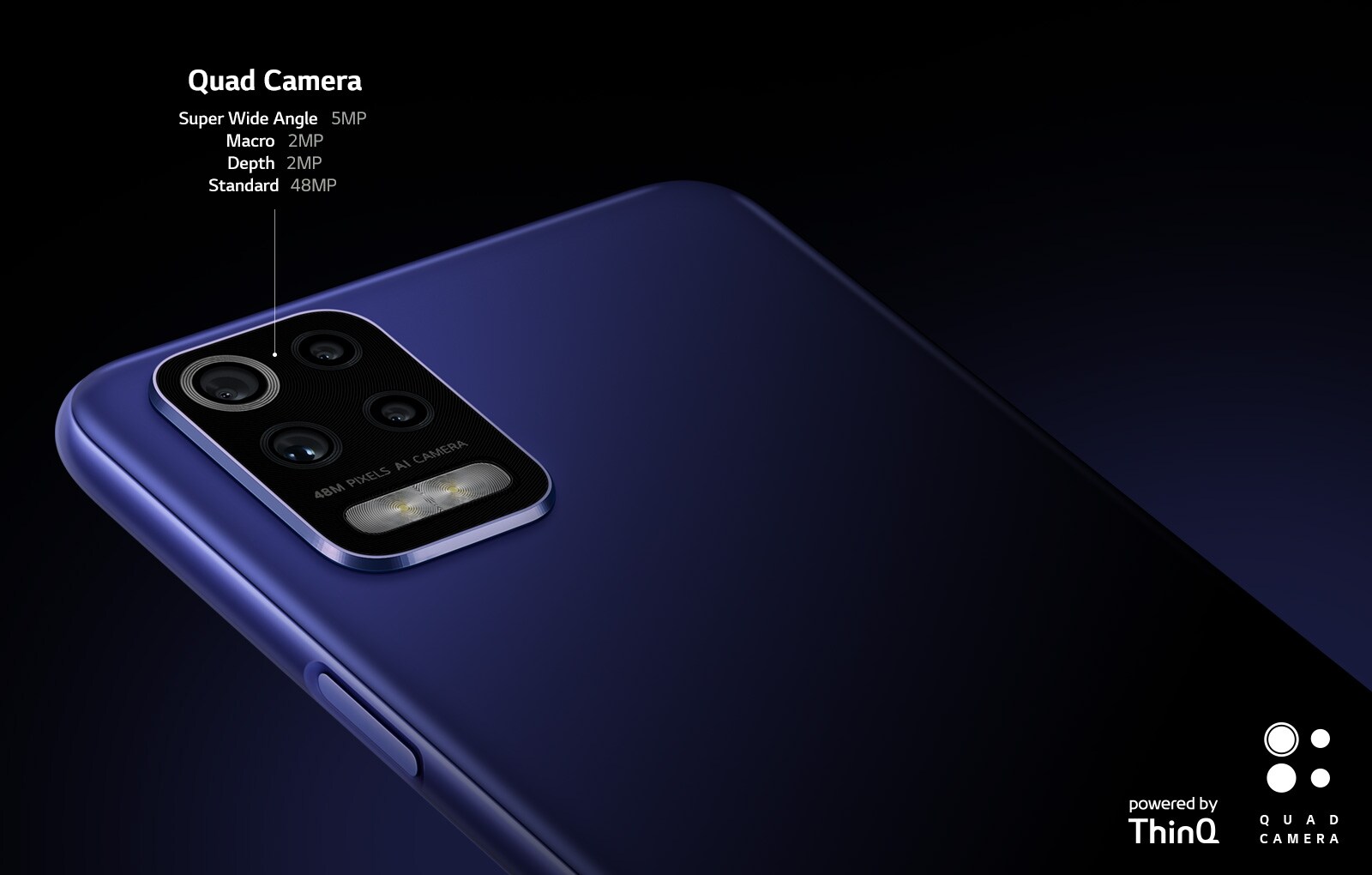 Vista trasera de un smartphone que muestra cuatro cámaras.