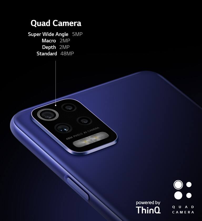 Vista trasera de un smartphone que muestra cuatro cámaras.