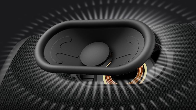 Vista cercana del woofer tipo pista.