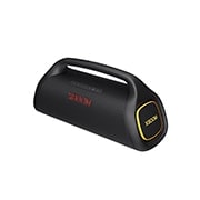 LG Parlante Portatil LG XBOOM GO XG9 │ 120 W│ IP67 │ Sound Boost, Vista diagonal con el lado derecho hacia adelante, la iluminación naranja está encendida, XG9QBK, thumbnail 6